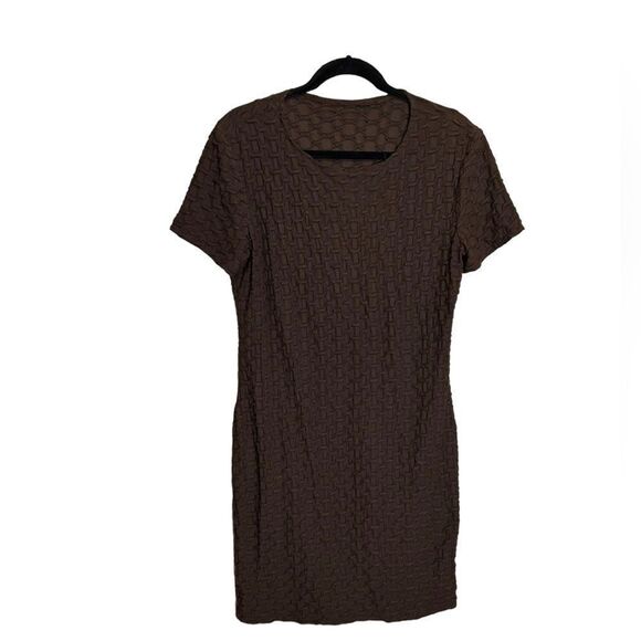 5 for $25🔥L/XL Brown 3D Knit Knee-Length Dress - Picture 1 of 6